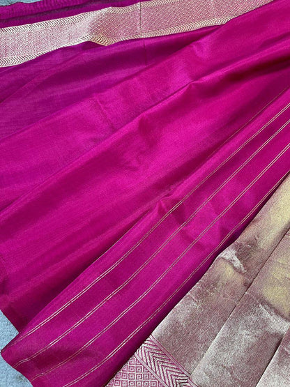 PINK GOLD KATAN TISSUE PURE HANDLOOM BANARASI SAREE