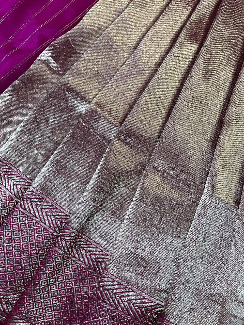 PINK GOLD KATAN TISSUE PURE HANDLOOM BANARASI SAREE