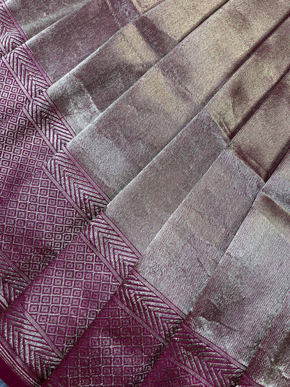 PINK GOLD KATAN TISSUE PURE HANDLOOM BANARASI SAREE