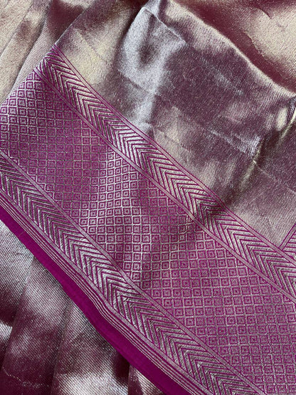 PINK GOLD KATAN TISSUE PURE HANDLOOM BANARASI SAREE
