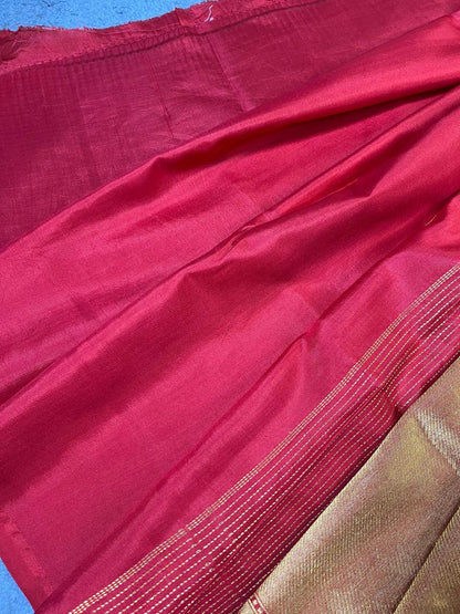 ORANGE GOLD KATAN TISSUE PURE HANDLOOM BANARASI SAREE