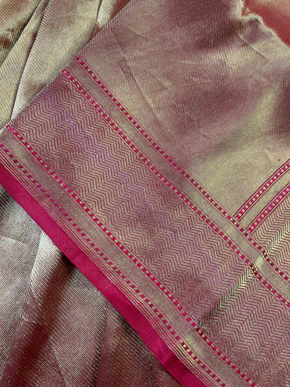 ORANGE GOLD KATAN TISSUE PURE HANDLOOM BANARASI SAREE