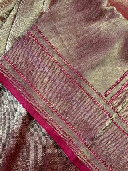 ORANGE GOLD KATAN TISSUE PURE HANDLOOM BANARASI SAREE
