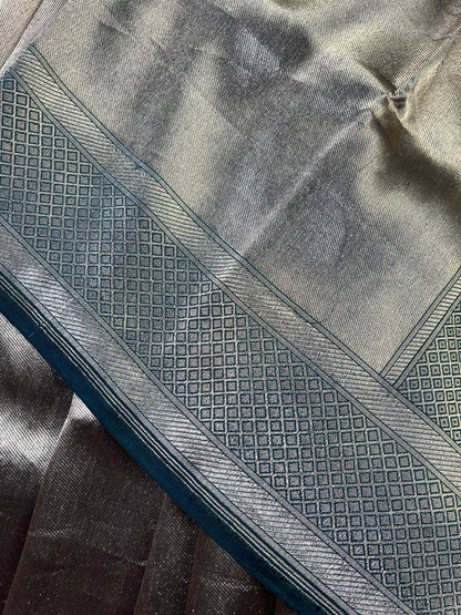 SILVER GREEN KATAN TISSUE PURE HANDLOOM BANARASI SAREE