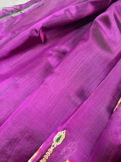 PURPLE SILK PURE HANDLOOM CHANDERI SAREE