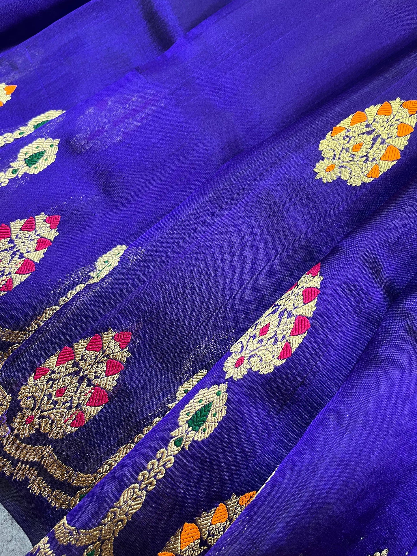 INK BLUE SILK PURE HANDLOOM CHANDERI SAREE