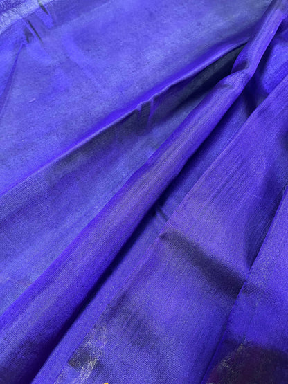 INK BLUE SILK PURE HANDLOOM CHANDERI SAREE