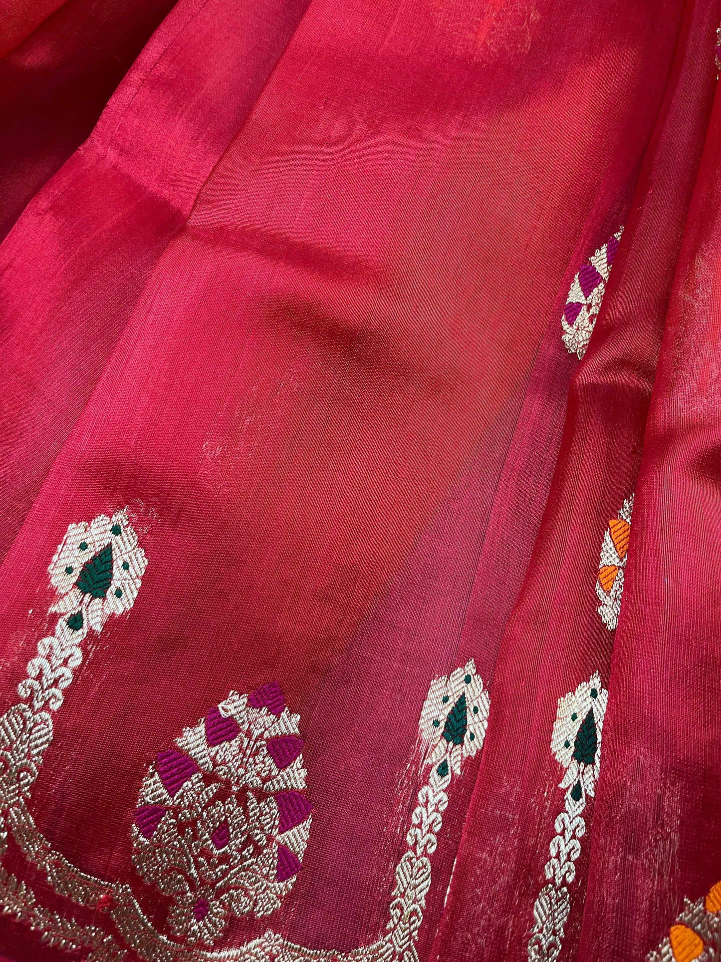 RED SILK PURE HANDLOOM CHANDERI SAREE