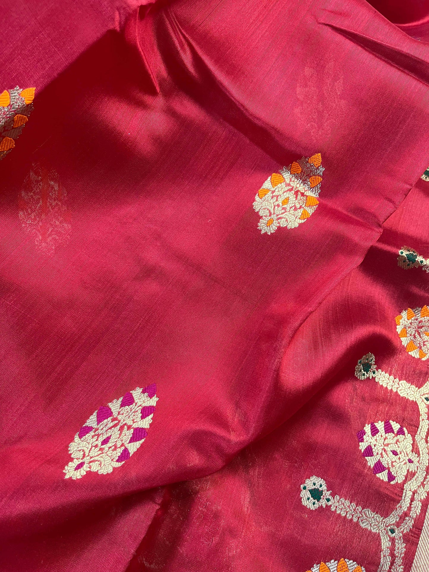 RED SILK PURE HANDLOOM CHANDERI SAREE