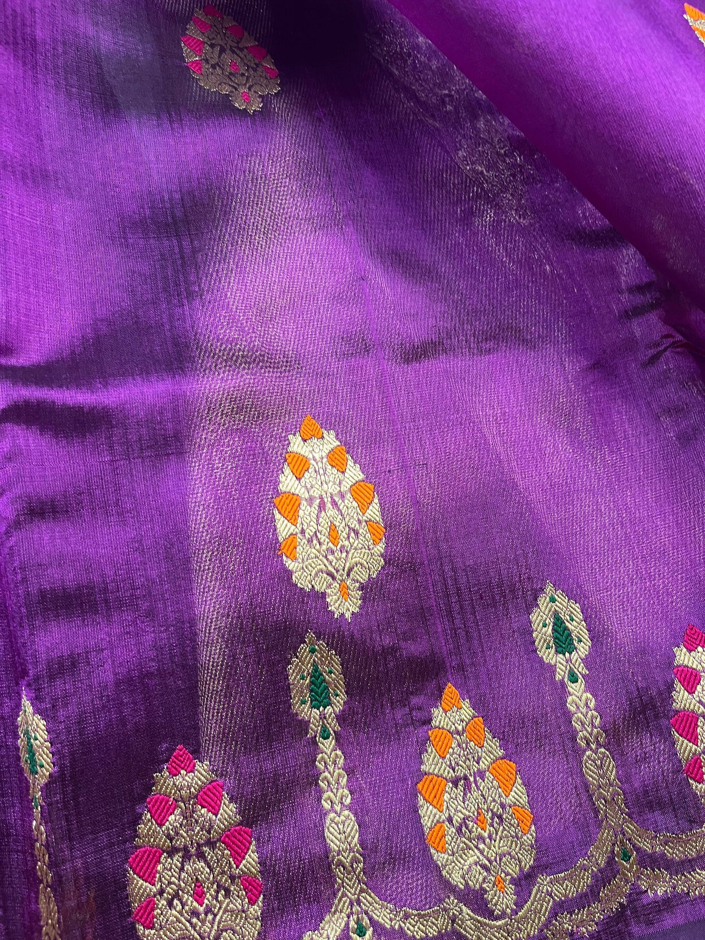 PURPLE SILK PURE HANDLOOM CHANDERI SAREE