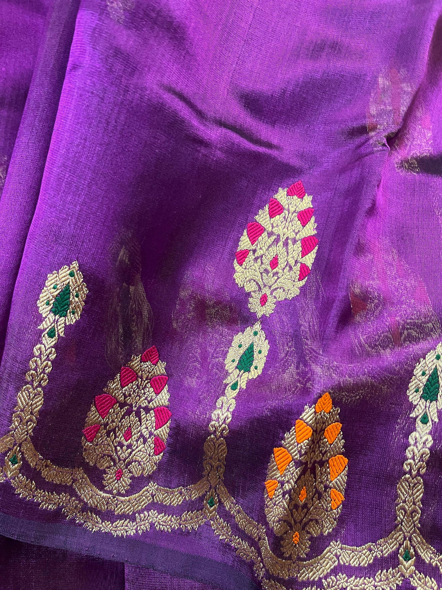 PURPLE SILK PURE HANDLOOM CHANDERI SAREE