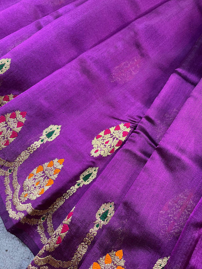 PURPLE SILK PURE HANDLOOM CHANDERI SAREE
