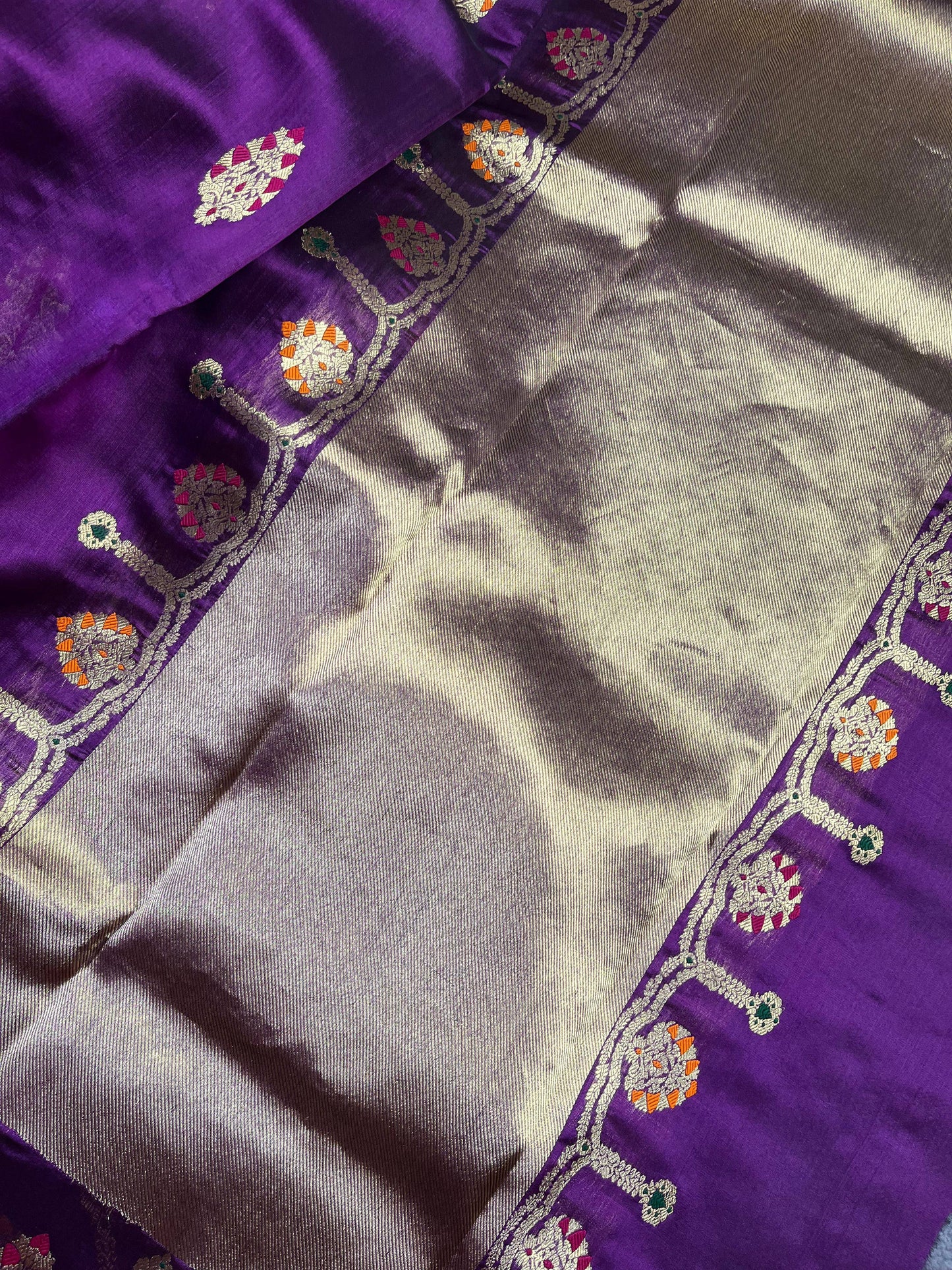 PURPLE SILK PURE HANDLOOM CHANDERI SAREE