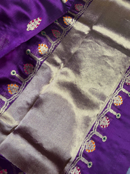 PURPLE SILK PURE HANDLOOM CHANDERI SAREE