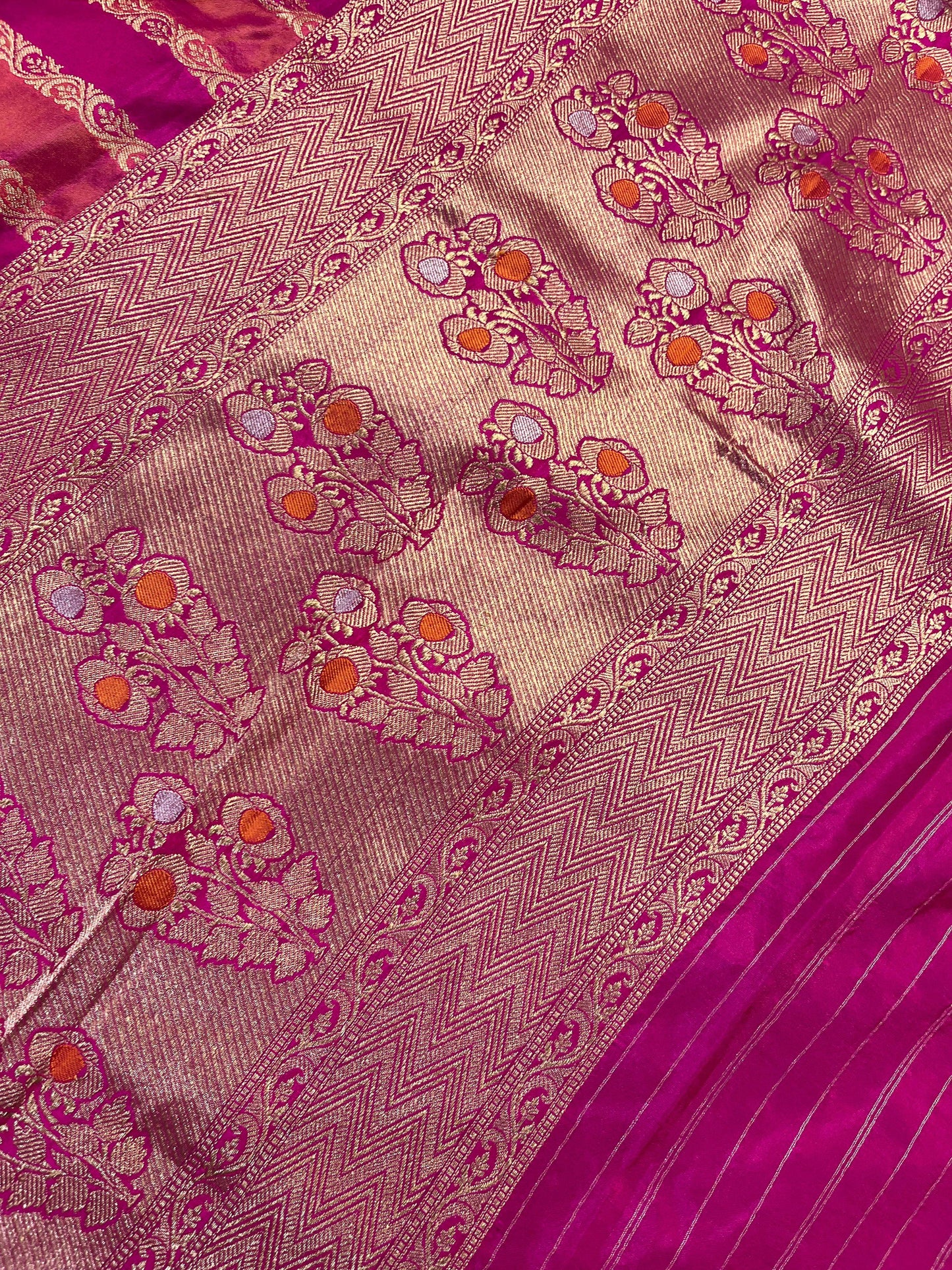 PINK SILK PURE HANDLOOM BANARASI DUPATTA