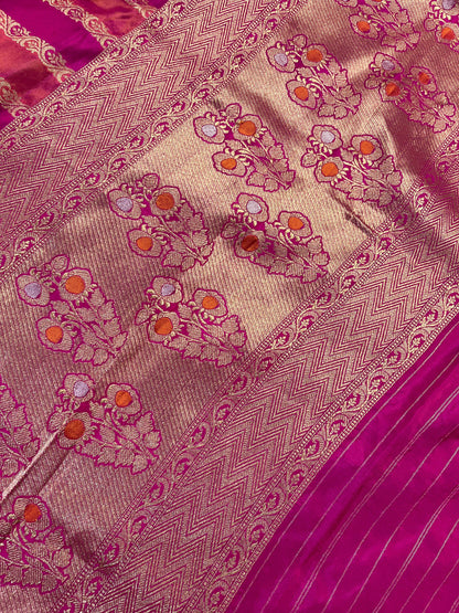PINK SILK PURE HANDLOOM BANARASI DUPATTA