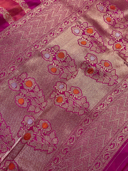 PINK SILK PURE HANDLOOM BANARASI DUPATTA