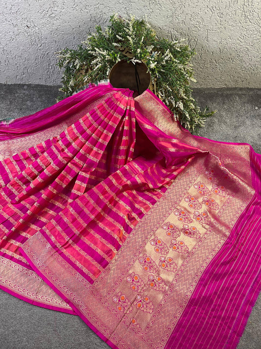 PINK SILK PURE HANDLOOM BANARASI DUPATTA
