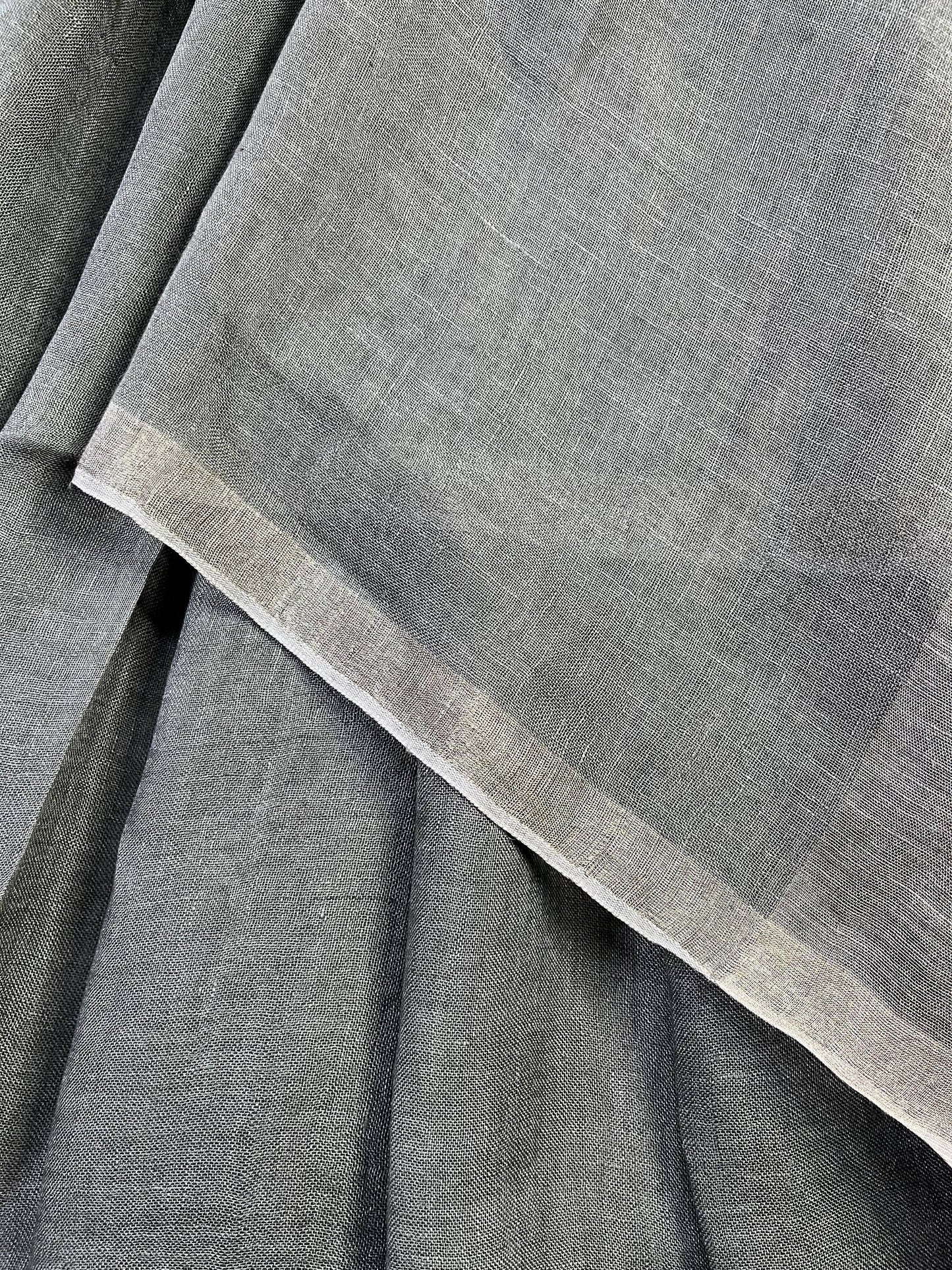 DARK GREY PURE HANDLOOM LINEN SAREE
