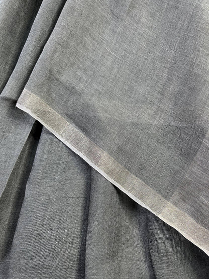 DARK GREY PURE HANDLOOM LINEN SAREE