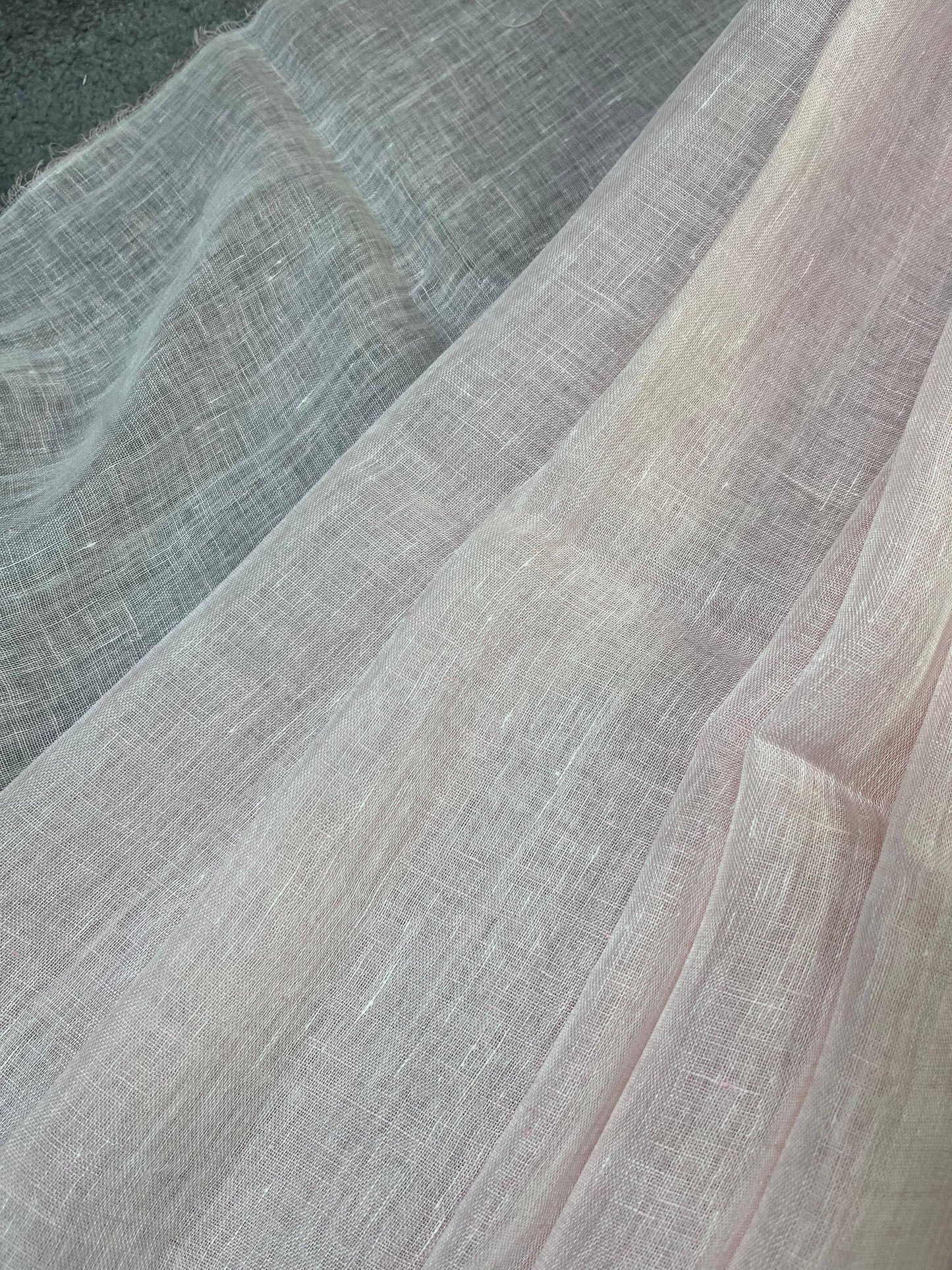 LIGHT PEACH PURE HANDLOOM LINEN SAREE