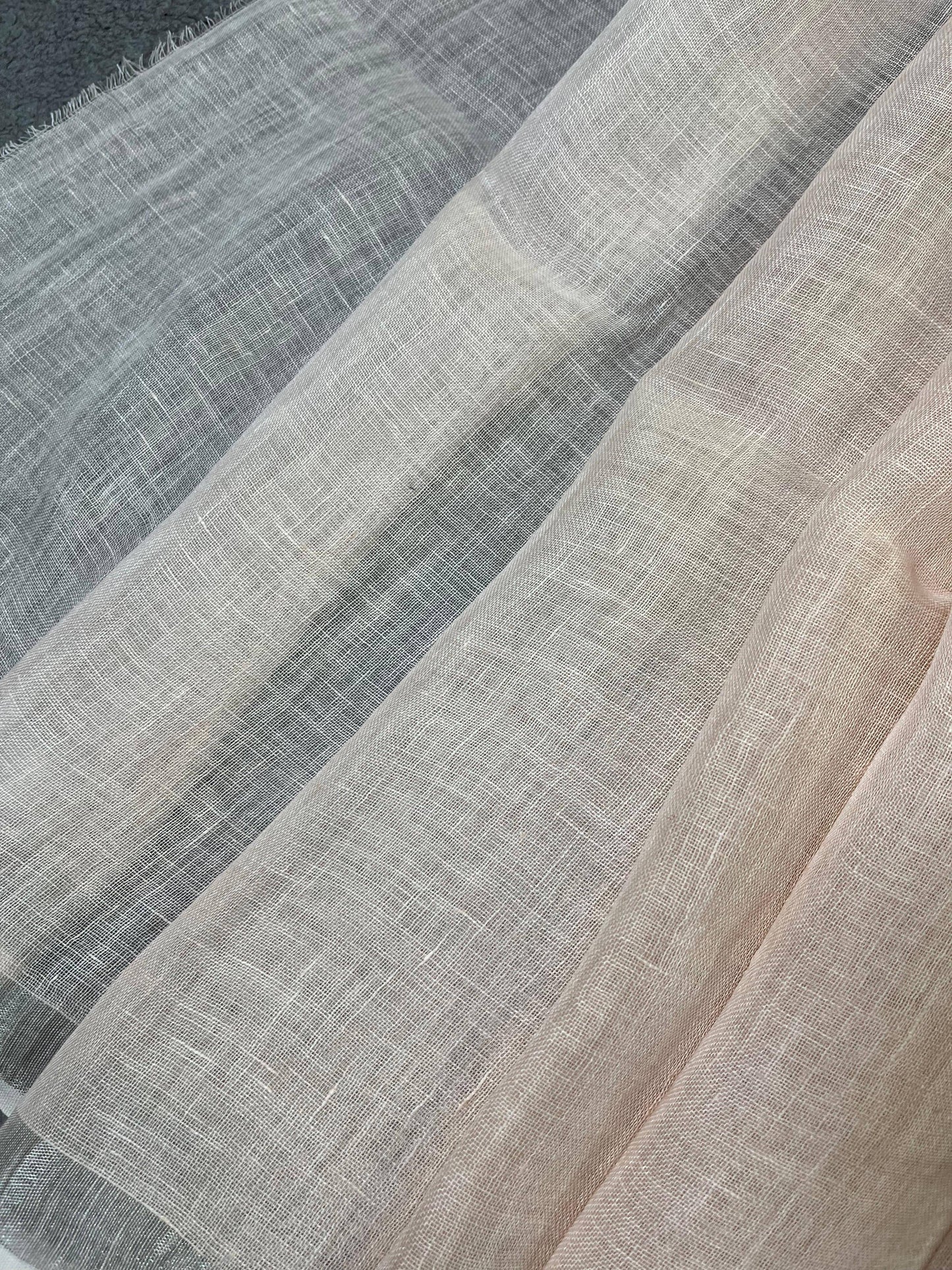 LIGHT PEACH PURE HANDLOOM LINEN SAREE