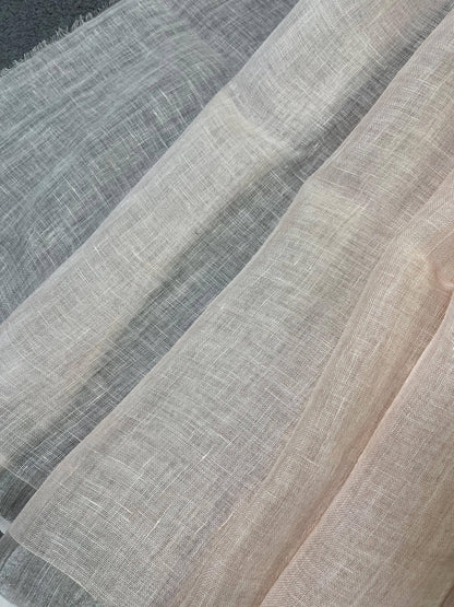 LIGHT PEACH PURE HANDLOOM LINEN SAREE