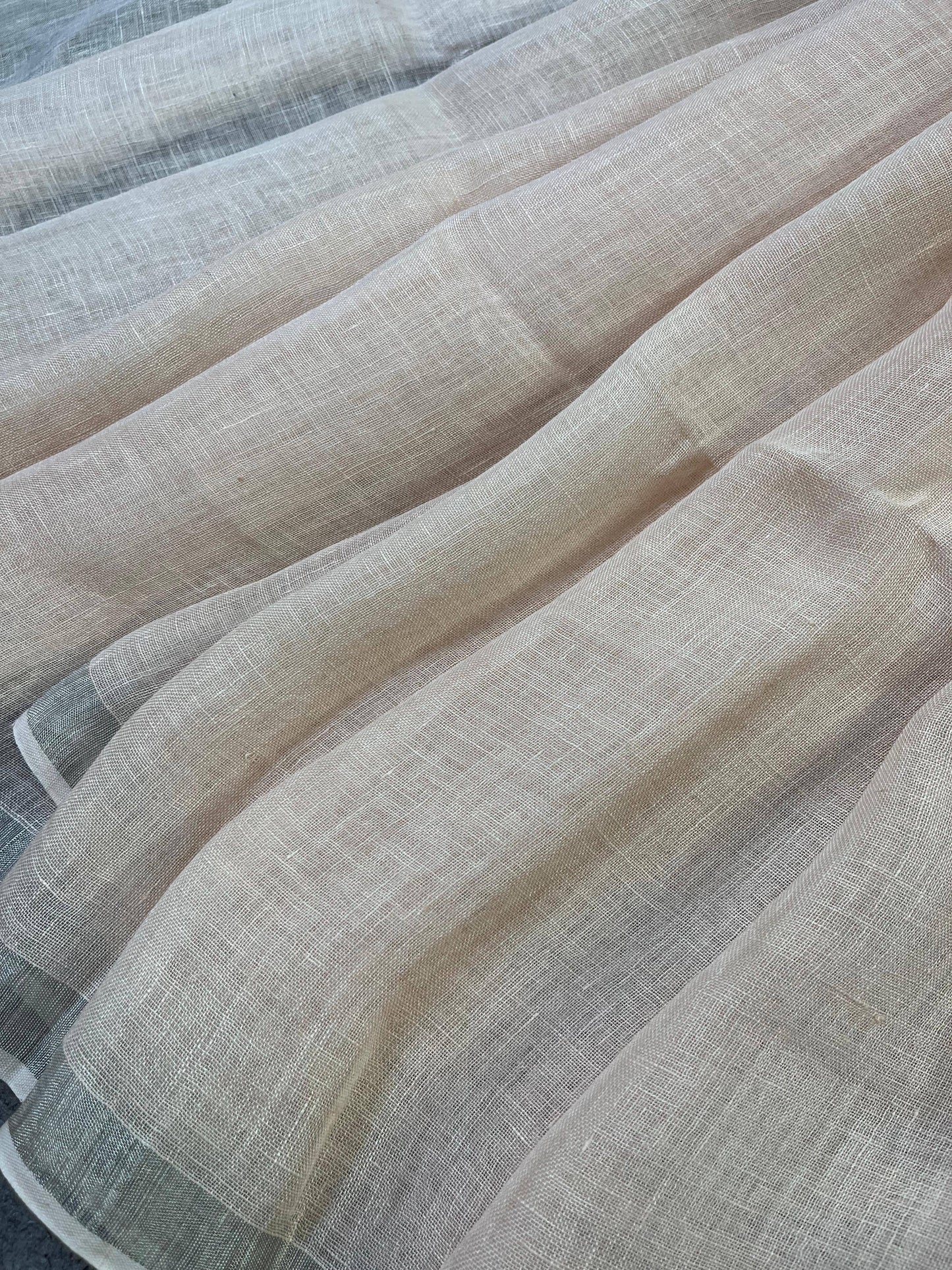 LIGHT PEACH PURE HANDLOOM LINEN SAREE