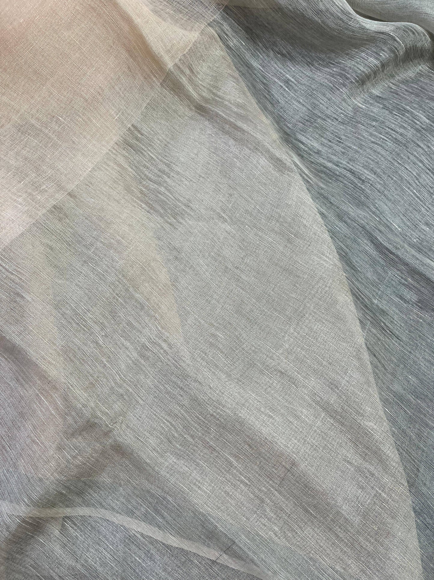 LIGHT PEACH PURE HANDLOOM LINEN SAREE