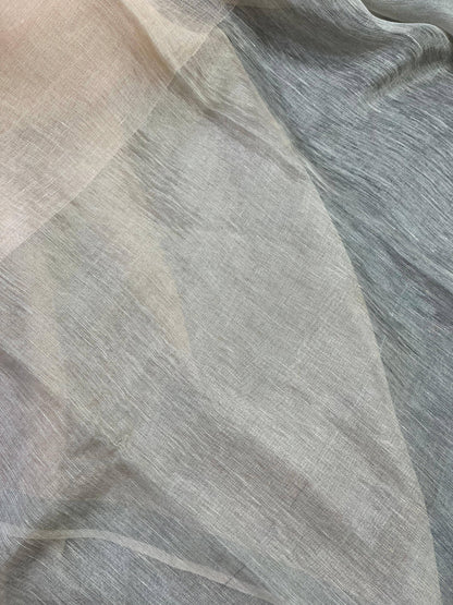 LIGHT PEACH PURE HANDLOOM LINEN SAREE