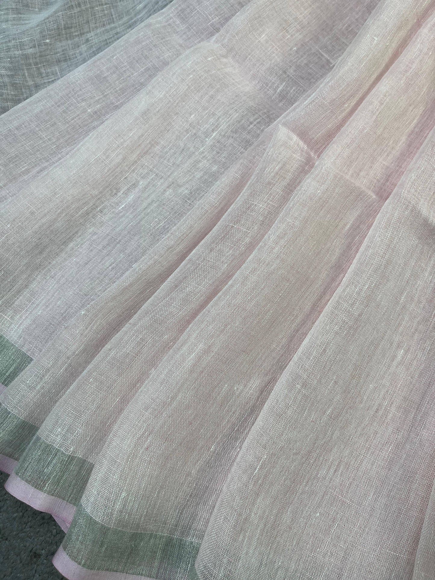 LIGHT PEACH PURE HANDLOOM LINEN SAREE