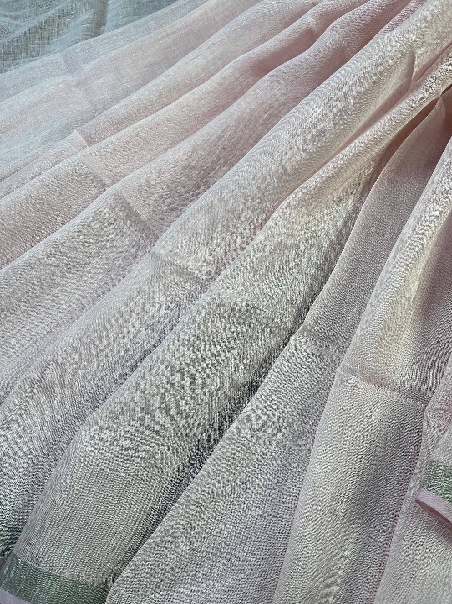 LIGHT PEACH PURE HANDLOOM LINEN SAREE