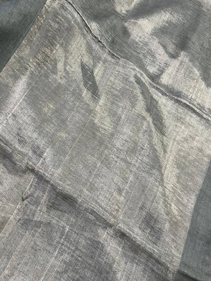 DARK GREY PURE HANDLOOM LINEN SAREE