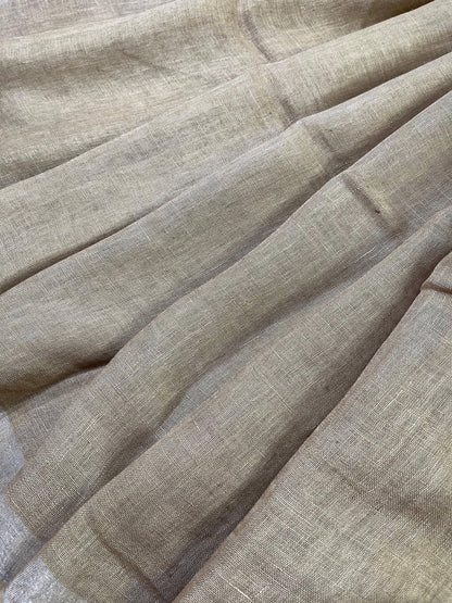 KHAKEE PURE HANDLOOM LINEN SAREE