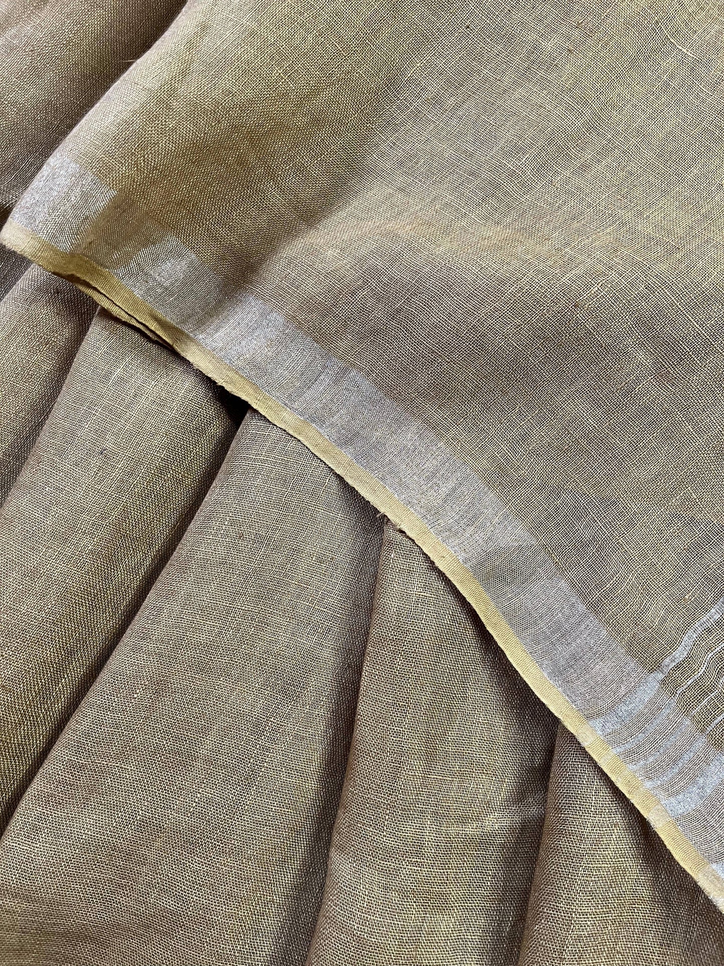 KHAKEE PURE HANDLOOM LINEN SAREE