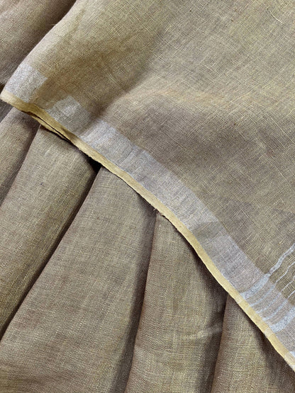 KHAKEE PURE HANDLOOM LINEN SAREE