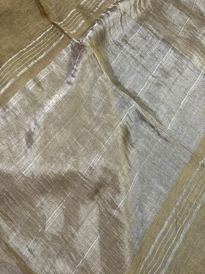 KHAKEE PURE HANDLOOM LINEN SAREE