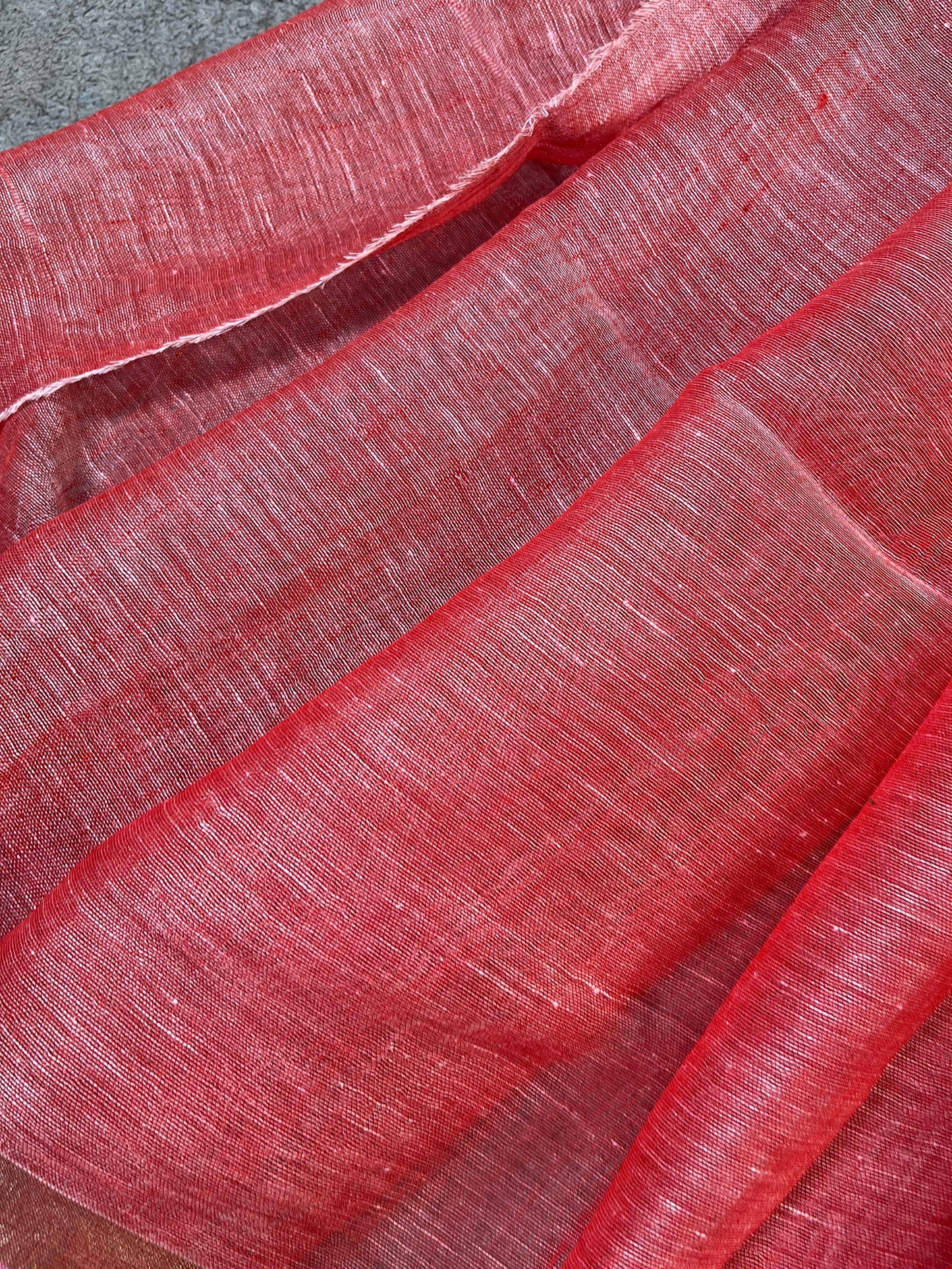 CORAL PURE HANDLOOM LINEN SAREE