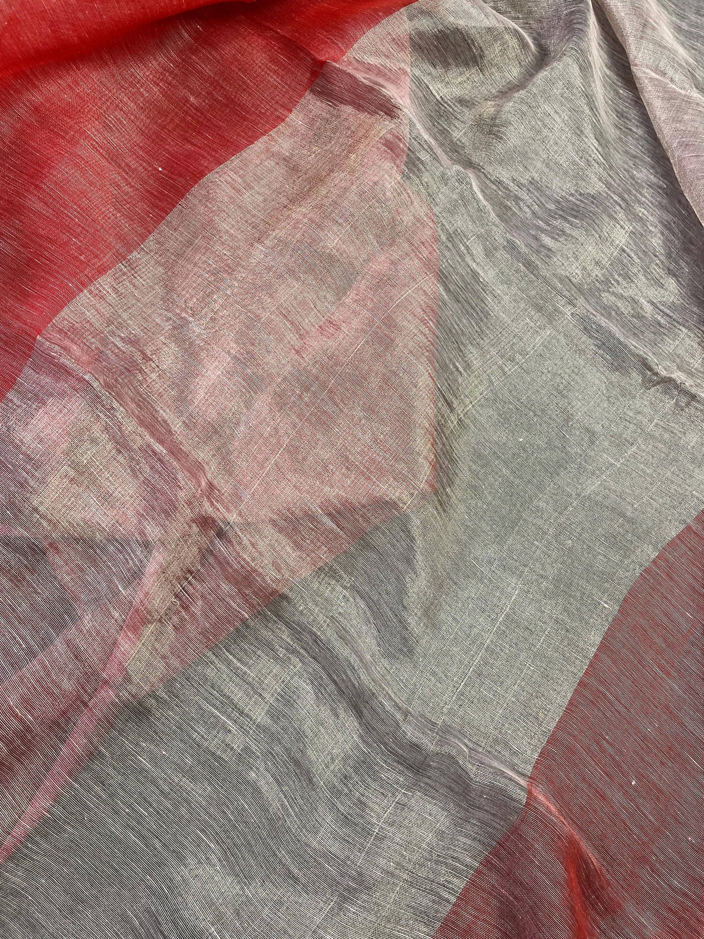 CORAL PURE HANDLOOM LINEN SAREE