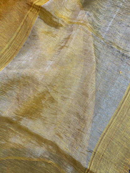 YELLOW PURE HANDLOOM LINEN SAREE