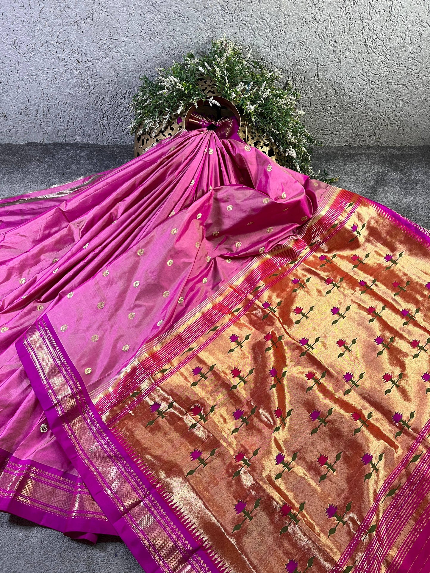 PINK SILK PURE HANDLOOM PAITHANI SAREE