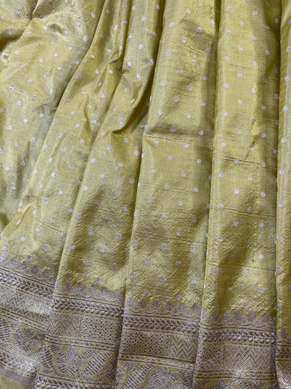 LEMON YELLOW SILK PURE HANDLOOM BANARASI SAREE