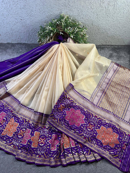 IVORY KORA PURE HANDLOOM BANARASI SAREE