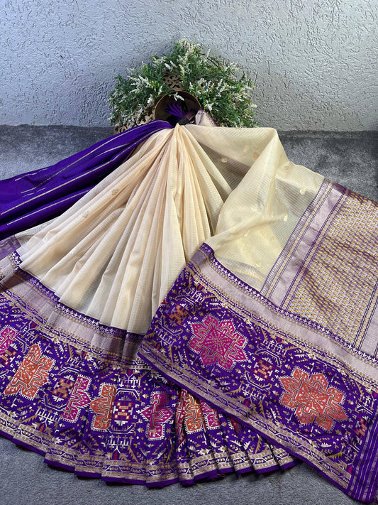 IVORY KORA PURE HANDLOOM BANARASI SAREE