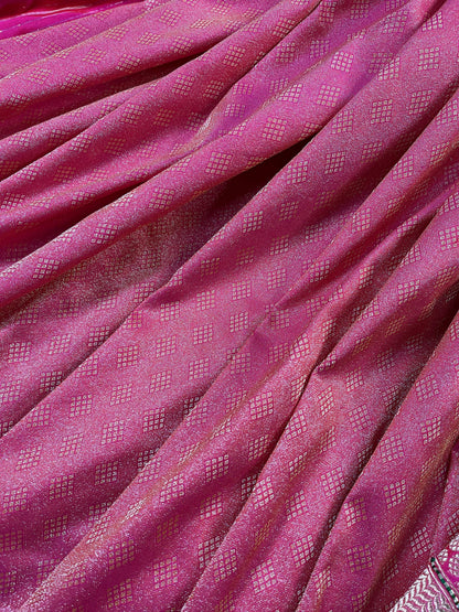 PINK TISSUE SILK PURE HANDLOOM BANARASI SAREE
