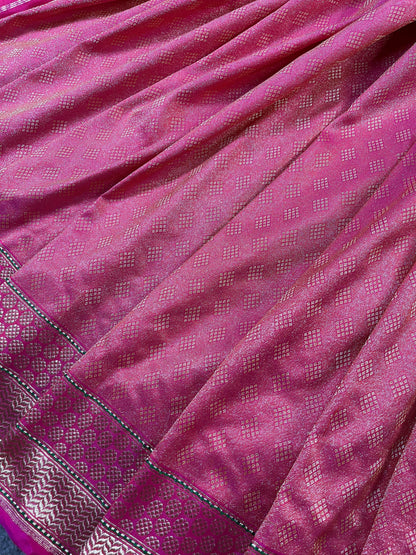 PINK TISSUE SILK PURE HANDLOOM BANARASI SAREE