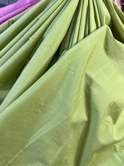 PISTA GREEN COTTON PURE HANDLOOM BANARASI SAREE