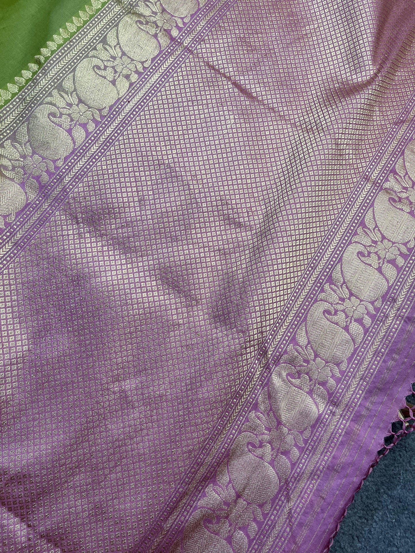 PISTA GREEN COTTON PURE HANDLOOM BANARASI SAREE