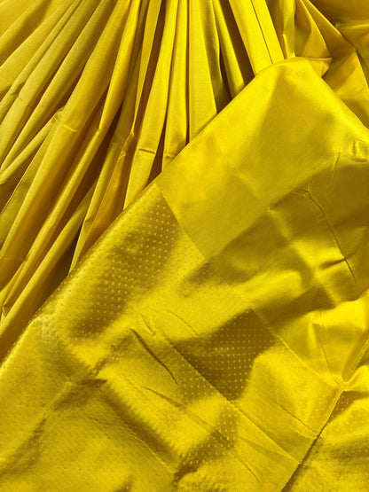 YELLOW MUSHROO SILK PURE HANDLOOM BANARASI SAREE