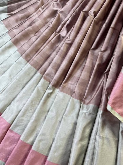 DARK MAUVE MUSHROO SILK PURE HANDLOOM BANARASI SAREE